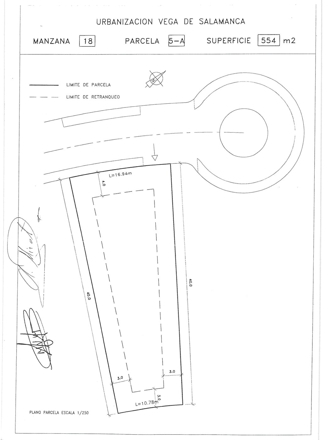 Plano de la parcela 5-A, 554 m²