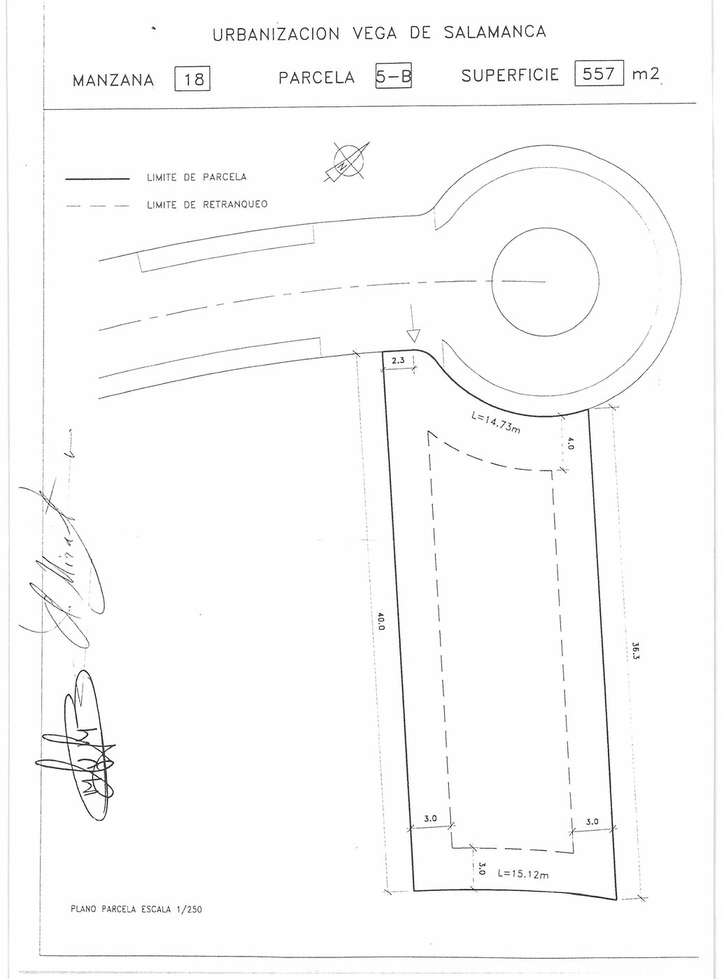 Plano de la parcela 5-B, 557 m²